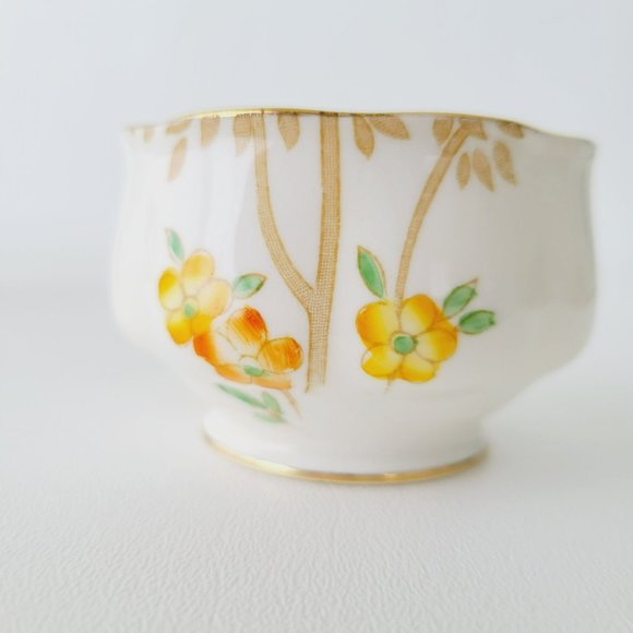 Rare Royal Albert DELL Petite Creamer & Sugar Orange Yellow Floral Bamboo Asian - Picture 6 of 12